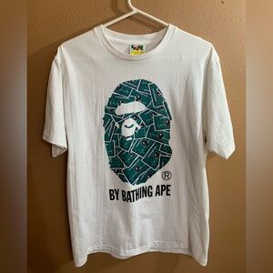 BAPE A Bathing Ape White American Express Credit Card Graphic T-Shirt -L